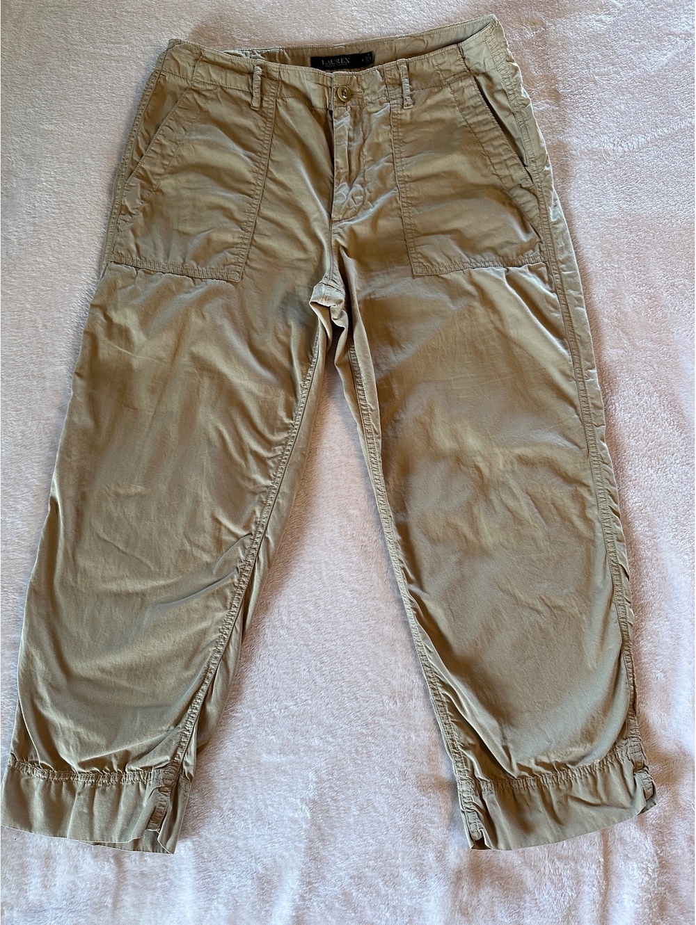 Lauren Ralph Lauren Khaki Cotton Utility Cropped Pants Trousers - Size 8